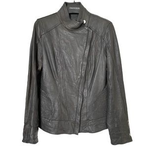 Danier Italian Leather Jacket Coat, Dark Grey, Women’s Size XS